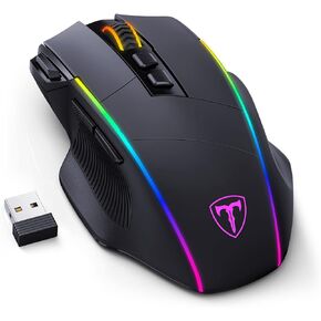 RisoPhy Wireless Gaming Mouse,Tri-Mode 2.4G/USB-C/Bluetoothy, Up to 10000DPI,Chroma RGB Backlit,Ergonomic with 8 Programmable Buttons,Rechargeable Computer Mouse for Laptop,PC,Mac