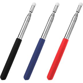 3 Pcs Telescopic Teachers Pointer, Extendable Teaching Pointer, Hand Telescopic Pointers Stick Whiteboard Pointers for Teachers, Guides, Coach Extends to 39'' (Red, Blue, Black)