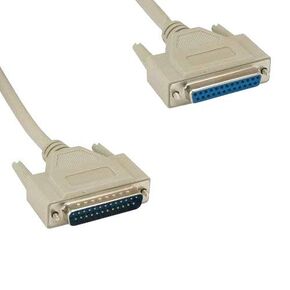 KENTEK 15 Feet FT DB25 25 Pin Serial Printer Extension Cable Cord 28 AWG Male to Female M/F Molded Straight-Through RS-232 Port Beige for PC Mac Linux Modem