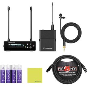 Sennheiser EW-DP ME 4 Set (R1-6) Camera-Mount Digital Wireless Microphone System Bundle w/Pig Hog PHM10 8mm Mic Cable, 4-pack Blucoil AA Batteries and Liquid Audio Polishing Cloth