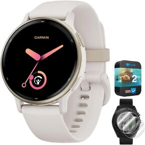 Garmin 010-02862-10 Vivoactive 5 Fitness Smartwatch, Black | Official USA Partner Model | Bundle with Deco Essentials 2-Pack Screen Protector and 2 YR CPS Enhanced Protection Pack in Kuwait