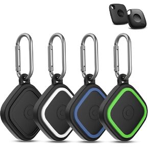 4-Pack Compatible for Tile Mate Case 2024, Soft Silicone Shockproof Protective Cover for Tile Life360 Mate Tracker Anti-Slip Tlie Mate Holder with Key Ring for Keys,Bag,Pets(White/Blue/Green/Rose Red)