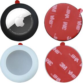 علبة السيليكون لـ Airtag مع ملصق لاصق 3 أمتار - حالة وقائية لموقع Apple آمن على أسماء الأمتعة تلفزيون برامج ظهر الظهر عن بعد الكاميرا
