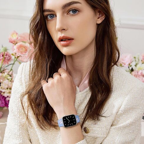 WJK Floral Band محفورة متوافقة مع نطاقات ساعة Apple للنساء 38 مم 40 مم 41 مم 42 مم 45 مم 45 مم 46 مم 49 ملم ، حزام سبورت لذيذ من السيليكون اللطيف لسلسلة iWatch Series 10-1 SE/2 Ultra/2 in Kuwait