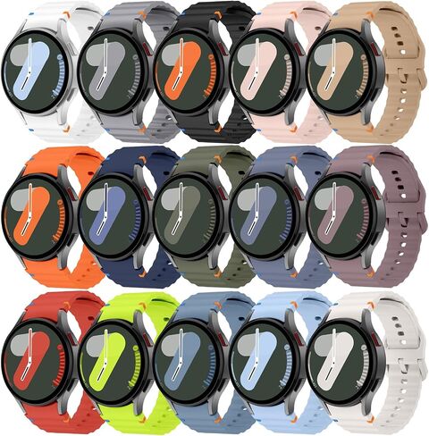6-Pack Sport Band for Samsung Galaxy Watch 7 Band 40mm 44mm，No Gap Soft Silicone Strap for Galaxy Watch FE 6 5 4 Band 40mm 44mm/Watch 6/4 Classic 47mm 43mm 46mm 42mm/Watch 5 pro 45mm Men Women in Kuwait