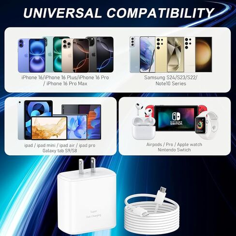 Samsung 45W Super Fast Charger Type C GaN USB C Charger PPS/PD Fast Charging Block & 6.6ft C Cable for Samsung Galaxy S24 Ultra/S24/S24+/S23 Ultra/S23/S23+/S22/S22 Ultra/S22+/Note10/Galaxy Tab, White in Saudi Arabia