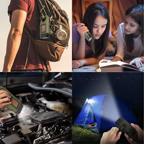 Hand Crank Solar Flashlight, Portable LED Survival Flashlight for Camping, Outdoor, Hiking - No Battery Required - Green in Kuwait