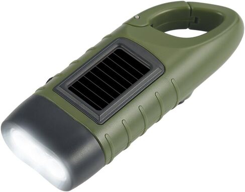 Hand Crank Solar Flashlight, Portable LED Survival Flashlight for Camping, Outdoor, Hiking - No Battery Required - Green in Kuwait