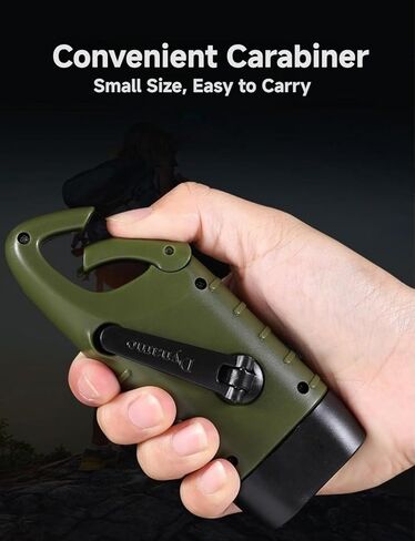 Hand Crank Solar Flashlight, Portable LED Survival Flashlight for Camping, Outdoor, Hiking - No Battery Required - Green in Kuwait