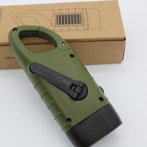 Hand Crank Solar Flashlight, Portable LED Survival Flashlight for Camping, Outdoor, Hiking - No Battery Required - Green in Kuwait
