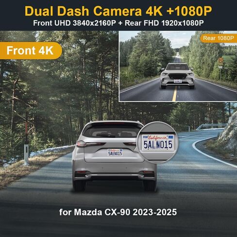 FITCAMX Front 4K+الخلفية 1080P CAM CAM لتكييف CAM ل MAZDA CX-90 2023-2025 (HD2-6607 ، SLAINTION) حدد Premium Premium Plus Plus ، Look OEM ، تسجيل حلقة مزدوجة ، WIFI & APP ، وضع وقوف السيارات ، 128 جيجابايت. in Kuwait