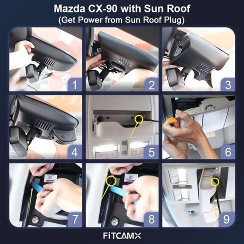 FITCAMX Front 4K+الخلفية 1080P CAM CAM لتكييف CAM ل MAZDA CX-90 2023-2025 (HD2-6607 ، SLAINTION) حدد Premium Premium Plus Plus ، Look OEM ، تسجيل حلقة مزدوجة ، WIFI & APP ، وضع وقوف السيارات ، 128 جيجابايت. in Kuwait