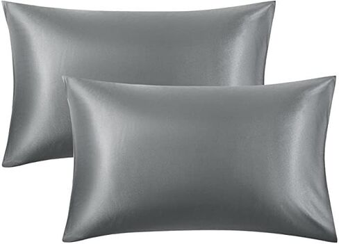2 Pack Zippered Satin Pillowcase, Luxury and Silky Soft Travel Zip Pillow Cases (Queen, Navy) in Saudi Arabia