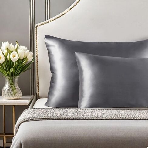 2 Pack Zippered Satin Pillowcase, Luxury and Silky Soft Travel Zip Pillow Cases (Queen, Navy) in Saudi Arabia