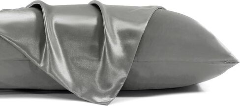 2 Pack Zippered Satin Pillowcase, Luxury and Silky Soft Travel Zip Pillow Cases (Queen, Navy) in Saudi Arabia