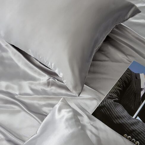 2 Pack Zippered Satin Pillowcase, Luxury and Silky Soft Travel Zip Pillow Cases (Queen, Navy) in Saudi Arabia