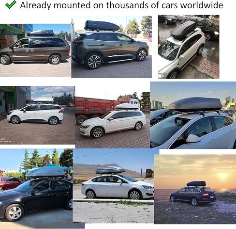 Perflex Journey Roof Cargo Box Carrier 14.8 Cubic Feet Car Top Mount Travel Luggage Storage, Passenger Side Opening, 130 Lbs Weight Capacity, Keys, Strap (White) in Kuwait