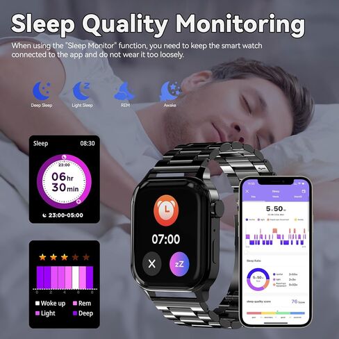 ساعة ذكية للرجال الذين لديهم إجابة/إجراء مكالمات ، 1.85 بوصة عرض للياقة بدقة HD Watch مع ماء 100+أوضاع رياضية مراقبة صحة مراقبة النوم لنظام iOS Android in Kuwait