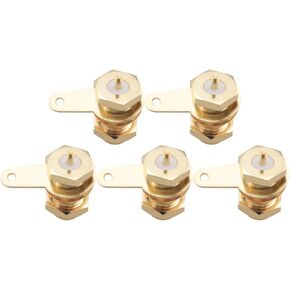 5PCS SMA Female Coaxial Panel Mount Connector with Bulkhead Nut and Solder Cup Terminals Gold Coaxial RF Adaptor Applications Base Station Antenna Telecom Instrument PC LAN