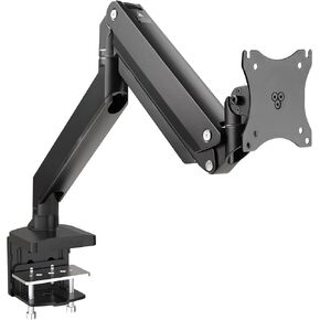 SIIG Single Monitor Desk Mount, 17" to 43", Heavy-Duty Premium Gas Spring, Fits Flat/Curved/Ultrawide Monitor, Load 33 lbs Max, VESA 75x75 100x100, 200x200, C-Clamp and Grommet Base (CE-MT2Z11-S1)