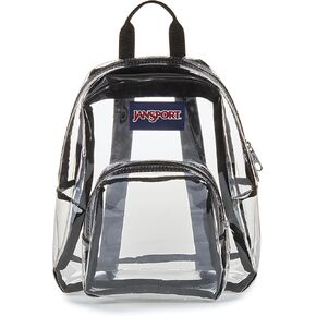 Jansport Clear Pack - حقيبة ظهر شفافة 25.5 لتر ، مقصورة رئيسية كبيرة ، جيب زجاجة مياه جانبية ، جيب سحاب أمامي ، لوحة أسفل شبكة ، Clear