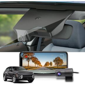 Fitcamx Front 4K+Rear 1080P Dash Cam Adapts for Hyundai Kona 2023 2024 2025 & Kona Electric (Part No#BE010), Integrated OEM Look, Dual Loop Recording, WiFi & APP, G-Sensor, Easy to Use, 128GB Card