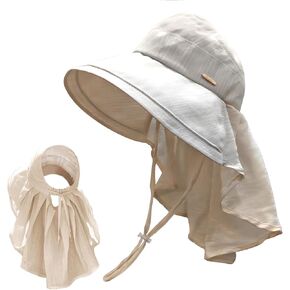 Fishing Hat with Neck Shield Open Top Breathable Packable Sun Hat for Women