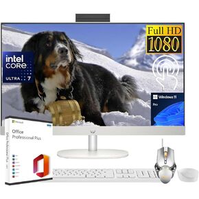 HP 27" All-in-One Touchscreen Desktop - with Microsoft Office Lifetime License, Intel Ultra 7-155U (up to 4.8Ghz), 64GB DDR5 RAM, 2TB SSD, Three-Sided Micro-Edge Display, WiFi 6, HD Webcam, Win11 Pro