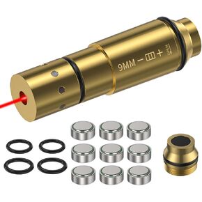 9mm Laser Training Cartridge for Dry Fire Training System Brass Shell with 3 Set Batteries for Dry Fire Practice & Shooting
