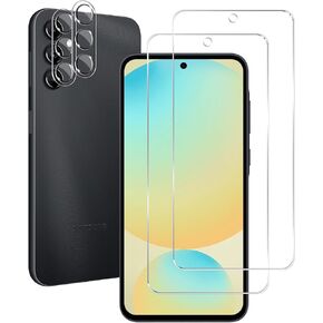 BIGFACE Galaxy S24 FE Tempered Glass Screen Protector + Camera Lens Protector [2 + 2 Pack][Case Friendly][Anti-Scratch][Ultrasonic Fingerprint Unlock] HD Protective Film for Samsung Galaxy S24 FE