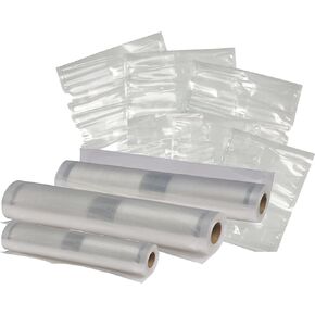 Nesco VS-07V Vacuum Sealer Bag Variety Pack, Bag/Roll Combo, Clear