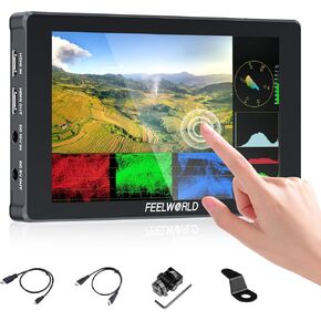 FEELWORLD F7 Plus Camera Field Touchscreen Monitor 7 Inch 1200nit Hight Brightness 1920x1200 IPS HDMI2.0 3D Lut HDR Waveform with F970 External Power for Sony Canon Nikon Fuji Photography