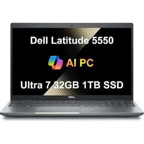 Dell Latitude 5550 Business Laptop (15.6" FHD Anti-Glare, Intel 12-Core Ultra 7 155U (Beat i7-1355U), 32GB DDR5 RAM, 1TB SSD) Backlit, FHD RGB Webcam, Thunderbolt 4, Ethernet, Win 11 Pro, 2025 AI PC