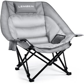 Heavy Duty Camping Chairs - 500lbs, Oversized Camping Chair for Adults with 3 Levels Adjustable for Back, Padded Folding Wide Outdoor Lawn Chairs with Side Mesh Pocket & Cup Holder, Blue