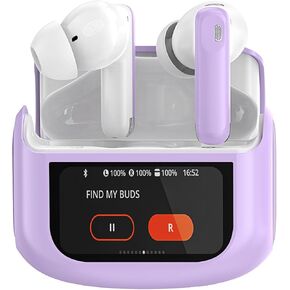 Wireless Earbuds, Bluetooth 5.4 Ear Buds with Multifunctional Touch Screen, 48H Bass Stereo Headphones with ANC/ENC Noise Cancelling/Transparency Mode, IPX7 Earphones with 5 EQ Modes, Purple