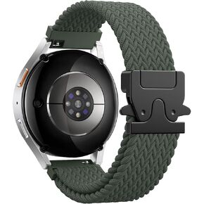 Braided Band for Samsung Galaxy Watch 7 6 5 4 FE 40mm 44mm/Watch 6 4 Classic 43mm 47mm 42mm 46mm/5 Pro 45mm/3 41mm/Active 2, 20mm Parachute Buckle Stretchy Nylon Sport Strap for Men Women