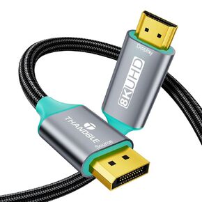 DisplayPort 1.4 to HDMI 2.1 Cable 6FT [8K@60Hz,4K@120Hz] Unidirectional Braided Display Port to HDMI 2.1 Cable, DP to HDMI Support HDR HDCP 2.3 for Monitor, Graphics Card, PC