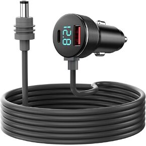 Power DC Cable for Starlink Mini ، 3 in 1 Car Charger DC 10 FT CORD SCARITE SCARGERT ADAPTER 12.8V-24V مع عرض رقمي ، ودائم USB C PD و USB A POTTS for Trucks Cars Buses Boats Ships