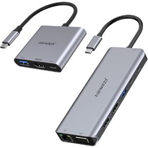 3 in 1 USB C to HDMI Multiport Adapter with 4K HDMI Output & 14 in 1 USB C Docking Station Dual Monitor for Dell/HP/Lenovo/Surface Laptop with 2hdmi vga