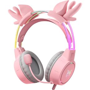 سماعات رأس الأذن X15PRO PINK CAT مع MIC للتبديل Xbox One PS4 PS5 ، الكمبيوتر المحمول للكمبيوتر الشخصي