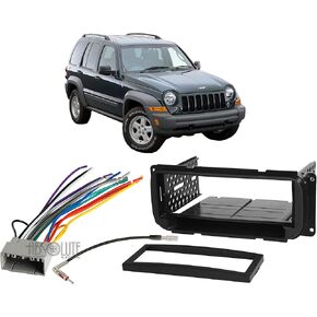 Absolute USA ABS99-6505 Fits Jeep Liberty 2002-2007 Single DIN Stereo Harness Radio Install Dash Kit Package