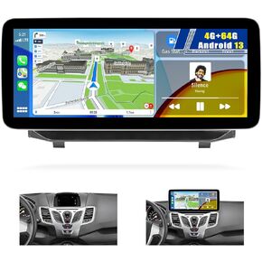 [4G+64G] Android 13 Car Stereo for Ford Fiesta 2009-2013 مع Carplay Android Auto ، 12.3 "شاشة تعمل باللمس مع مرآة Link Control Control WiFi/GPS Mavigation