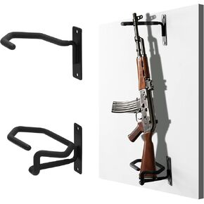 Gun Rack Wall Mount, Heavy Duty Steel Rifle Storage Holder, Vertical Shotgun Display Stand with Soft Padding, Parallel to The Wall, Space-Saving Wall-Mounted Gun Rack for Closet, Office, Home