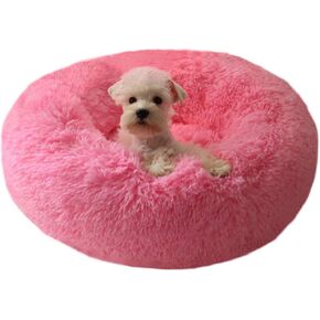 BODISEINT Modern Soft Plush Round Pet Bed for Cats or Small Dogs, Mini Medium Sized Dog Cat Bed Self Warming Autumn Winter Indoor Snooze Sleeping Cozy Kitty Teddy Kennel (20'' D x 8'' H, Hot Pink)