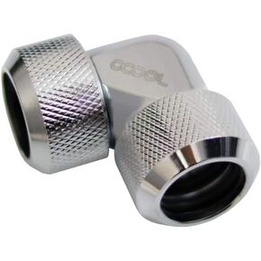 Alphacool Eiszapfen صلبة أنبوب الضغط المناسب 90 درجة ، 16 مم OD ، Chrome