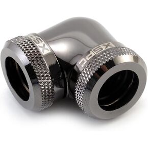 XSPC 10mm ID, 14mm OD Rigid Tubing 90 Degree Elbow Fitting, Black Chrome