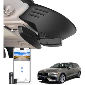Front 4K & Rear 1080P Dash Cam Custom for Volvo S60 V60 2023 2024 B5 B6 T5 T8 (Model B), Integrated OEM Look, UHD 2160P Video,WiFi & App,Easy to Install,128GB Card