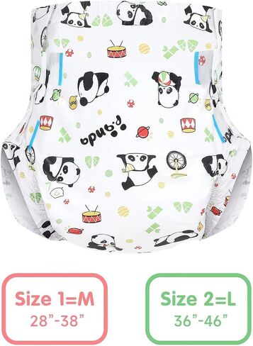 ملابس داخلية Landofgenie Diaper للكبار مطبوعة لحفاضات سلس البول، حفاضات ليلية كبيرة مع علامات تبويب قطعتين (كبيرة 36 ​​بوصة - 46 بوصة) in Saudi Arabia