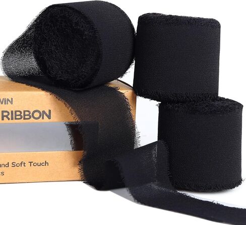 3 Rolls Light Purple Handmade Fringe Chiffon Ribbon 1.5" x 7Yd Yard Silk-Like Ribbon Colorful Rustic Ribbon for Bouquets Wrapping Decor Wedding Tie Invitations Crafts in Kuwait