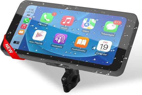 Motorcycle CarPlay & Android Auto, 6.5 Inch Wireless Carplay Screen with GPS Navigation, IP67 Waterproof Touchscreen, Bluetooth, Portable Screen for Motorbike, Dual Bluetooth, Siri, Google Assistant in Saudi Arabia